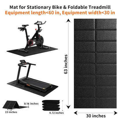THAILE Exercise Bike Mat for Peloton, 63" x 30" x 4mm Floor Protector | Stability & Cushioning Reduces noise and vibration under Peloton-compatible bikes, spin bikes, treadmills and walking pads. - size: 63"L x 30"W x 0.16"Th