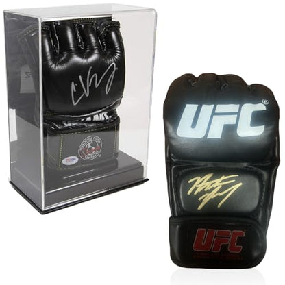 Deluxe Single MMA Fight UFC Glove Display Case with Mirrored Back & Solid Base Stand | Display for Gloves with UV Protection Safe top | Made of Crystal Clear Acrylic