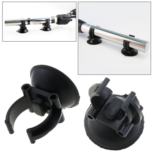 12 Aquarium Heater Suction Cups with 0.95 Inch Clip Black Standard Heater Rod Holder Fish Tank Clip (Not for Airline Tubing), Suction Base 1.3 Inch