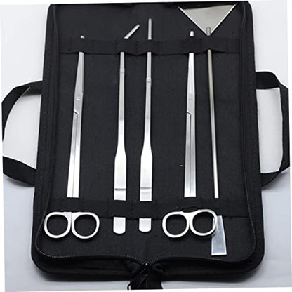 balacoo 5pcs Stainless Steel Aquarium Maintenance Tool Includes Scissors Tweezers Sand Scraper for Aquascaping for Freshwater Plants Comes with Canvas Storage Bag