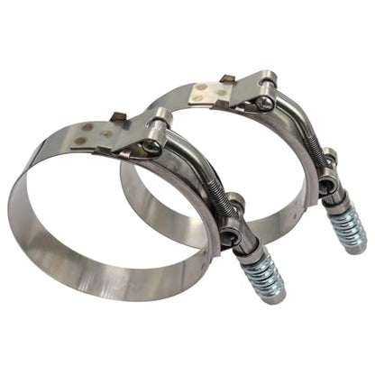 3.5" Hevy Duty T Bolt Hose Clamp Stainless Steel - Spring Loaded 95-103mm for 3.5" I.D. Hose with 3mm - 6mm Wall Thickness, Auto-adjusting maintain Constant Tension (95mm - 103mm, 2 Pack) - size: 3.5" Hose Clamp 95mm - 103mm (3.74" - 4.06")