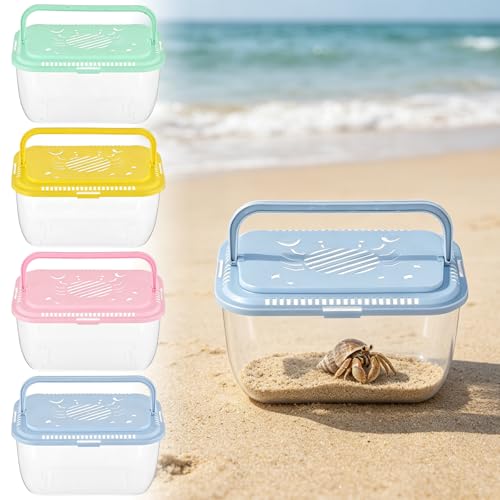 4 Pack Catch Plastic Beach Aquarium Carrier Cage with Handle, Release Aquarium Box Fish Transport Container Portable Tank for Collecting Fishes Crabs Sea Creatures for Summer Beach Party Favors
