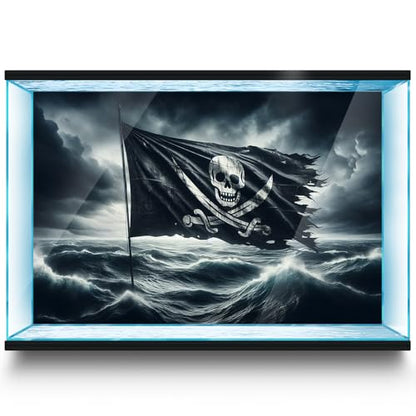 Aquarium Background Stickers - Flag, Skull, Pirate, Ocean, Self-Adhesive Fish Tank Reptile Terrarium Decor Poster (120 x 60 cm / (47.2 x 23.6 inches)) - size: 120 x 60 cm / (47.2 x 23.6 inches)