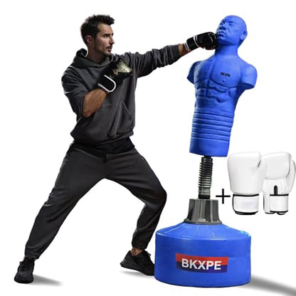 Punching Dummy Freestanding Silicone Punching Bag with Telescopic Height - color: Blue