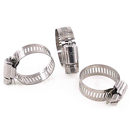 Glarks 20Pcs 304 Stainless Steel Adjustable 18-32MM Range Worm Gear Hose Clamps Assortment Kit, Fuel Line Clamp for Water Pipe, Plumbing, Automotive and Mechanical Application (18-32MM)