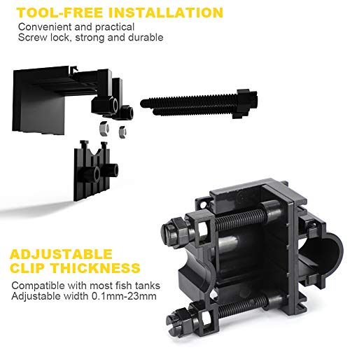 2Pcs Multifunction Fixed Clamp, Aquarium Water Tube Clip Hook Controller, Fish Tank Accessories Organizer with Screws and Nuts, Acrylic Adjustable Clamp for Aquarium Pipes and Wire