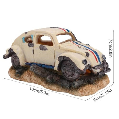 Simulation Resin Sedan Car Aquarium Ornament Heavy Base Design Fish Tank Decor with Multiple Holes for Fresh Saltwater