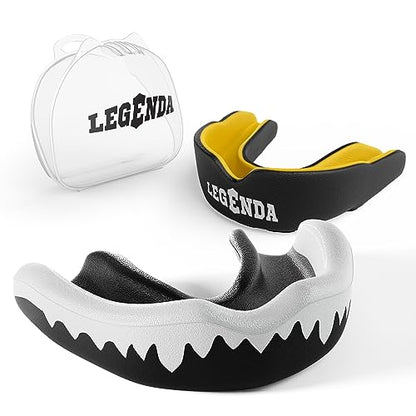 Legenda Mouth Guard Boxing, MMA for Adults & Kids - Sports Mouthguard for Football - Martial Arts Mouthpiece Wrestling, Jiu Jitsu, Muay Thai, BJJ, Karate, Kickboxing One Size w/Case Set of Two