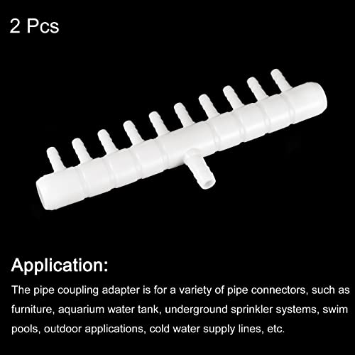 uxcell 2Pcs 9mm to 5.5m 10 Ways Air Line Tubing Splitter Connector Fish Tank Oxygen Pipe Air Tubing Adapter for Aquarium, White