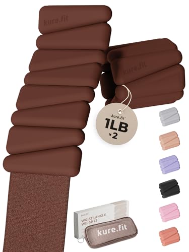 Pilates Wrist & Ankle Weights | Adjustable Weighted Bangles | 1LB/2LB Each - color: Cocoa, size: 1 LB