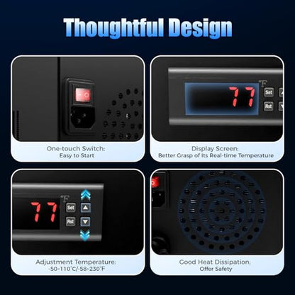 15/42 Gallon Aquarium Chiller, 1/10 HP Fish Tank Water Cooler with Special Quiet Design Refrigeration Compressor for Axolotl Coral Jellyfish (60L/15Gallon) - size: 60L/15Gallon