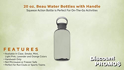 DISCOUNT PROMOS 10 Beau Water Bottles with Handle Set, 20 oz. - Flexi-Grip, Plastic, Drinkware - Smoke - color: - Blank - Smoke, size: 10 bottles