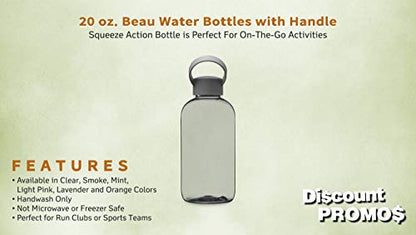 DISCOUNT PROMOS 10 Beau Water Bottles with Handle Set, 20 oz. - Flexi-Grip, Plastic, Drinkware - Smoke - color: - Blank - Smoke, size: 10 bottles