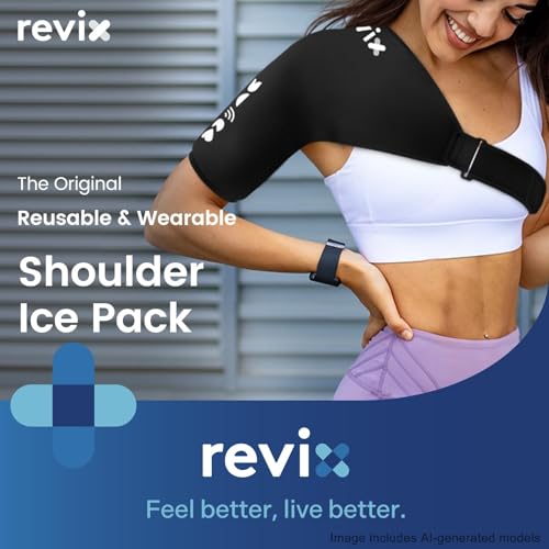 REVIX Shoulder Ice Pack Wrap for Rotator Cuff, Solid Gel Cold Sleeve - size: Standard, style: Basic
