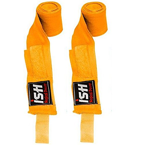 Mexican 180" Elastic Cotton Hand Wraps Bandages for Boxing Kickboxing Muay Thai MMA Training Pair - color: Orange