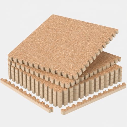1'' Thick 24 Sq Ft Protective Gym Flooring for Home Gym, 6 Tiles Extra-Thick Rubber Top with High Density EVA Foam, Interlocking Exercise Equipment Mats, Heavy Weight Workout, Wood - color: Wood Grain, size: 24 Sq Ft (6 Tiles)