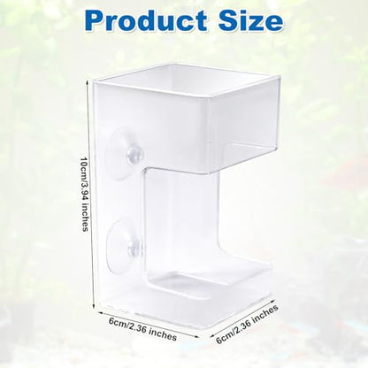 Fish Feeder for Aquarium, 3.94x2.36 Inch Fish Tank Dish Tray Floating & Sinking Food Container Holder Dispenser with Suction Cups for Turtle Shrimp Feeding (Square)
