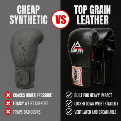 MFG Professional Hook and Loop Leather Training Boxing Gloves MMA Kickboxing Training Sparring Punching Bag Gloves