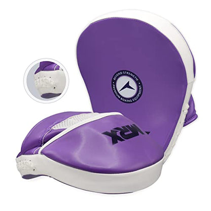 MRX Gel Tech Boxing Hook & Jab Pads MMA Focus Punching Mitts Training Thai Kick Strike Shield Curved Black/White - color: Purple