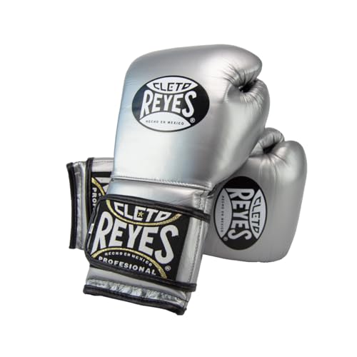 CLETO REYES Training Boxing Gloves with Hook and Loop Closure for Sparring and Heavy Punching Bags, Men and Women, MMA, Kickboxing, Muay Thai - color: Silver Bullet, size: 16oz.