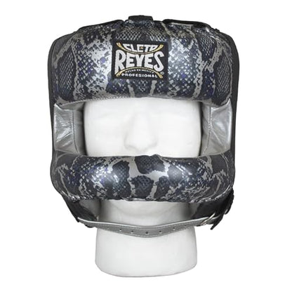CLETO REYES Boxing Headgear with Face Bar for Men and Women, Protective Head Guard Face Saver, Sparring Fighting Sports - color: Silver Snake