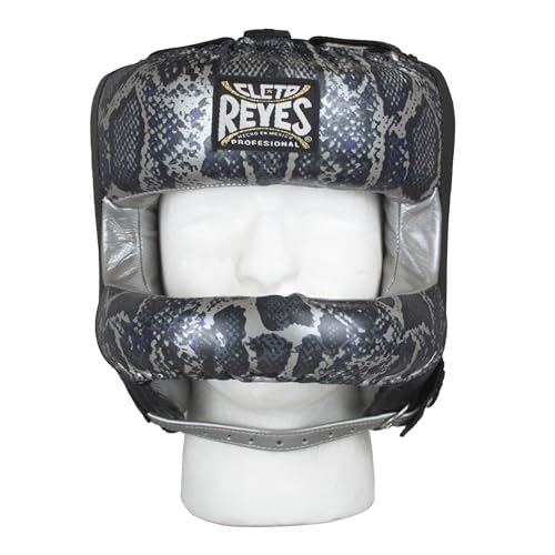 CLETO REYES Boxing Headgear with Face Bar for Men and Women, Protective Head Guard Face Saver, Sparring Fighting Sports - color: Silver Snake