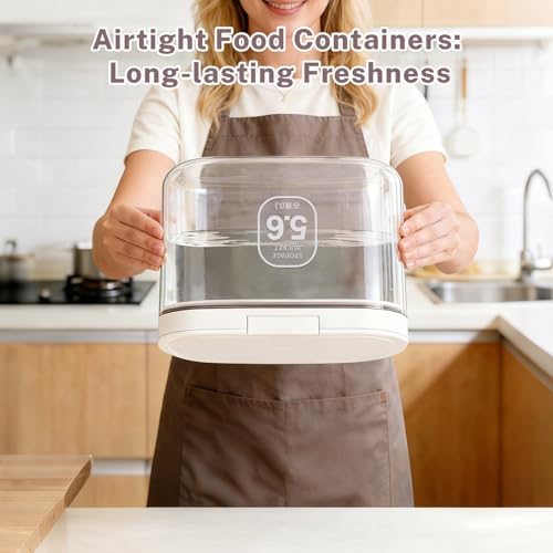 5-8Lbs/5.92Qt/5.6L Airtight Dog Cat Food Storage Container and Pet Storage Bin BPA-Free. PET Clear Stackable Dog Treat Containers for Pet Food/Rice/Dry/Cereals/Flour/Sugar/Bread