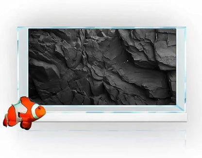 Stone Aquarium Background, Underwater Black Rock Fish Tank Background Rocky Terrarium Background, Polyester Background with 6 EVA Double-Sided Tapes 36x18 inches/90x45 - color: Stone, size: 36"L x 18"W