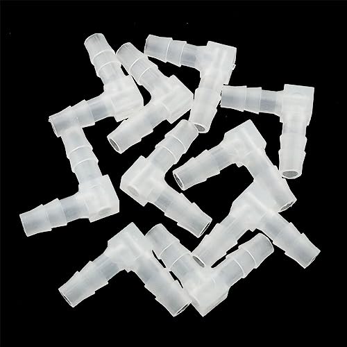 10PCS 1/4" White L Type Elbow Plastic Water Pipe Fitting Hose ID 90 Degree Barb Fitting 2 Way Equal Barbed Joint Splicer Mender Union Adapter