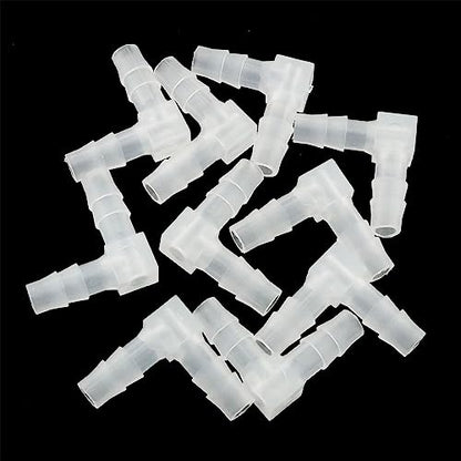 10PCS 1/4" White L Type Elbow Plastic Water Pipe Fitting Hose ID 90 Degree Barb Fitting 2 Way Equal Barbed Joint Splicer Mender Union Adapter