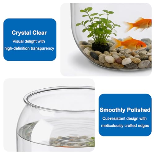 Mini Plastic Fish Bowl, 80 Oz Decorative Small Fishbowl, Round Plastic Fish Tank, Unbreakable Aquarium Fish-Bowls for Party Decorations, Centerpiece Vases, Hydroponic Planter and Home Decorations