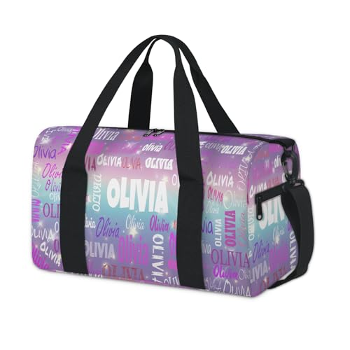 Custom Dance Bag with Name for Travel, Purple Blue Galaxy Background - color: Purple Blue