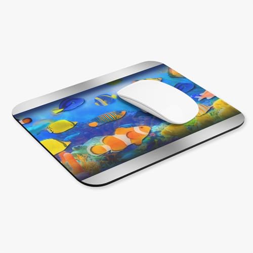 Frutiger Aero Fish Tank Mouse Pad, 9x8 Computer Desk Mat for Home, Office, Gaming, Y2K Nostalgic Retro Futurism Aesthetic