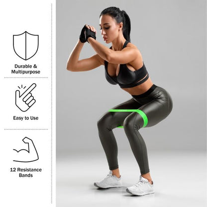 Resistance Bands for Working Out - Workout Band Loop - Exercise Bands with 4 Levels for Toning, Stretching or Physical Therapy by Home-Complete - size: 12-Pack