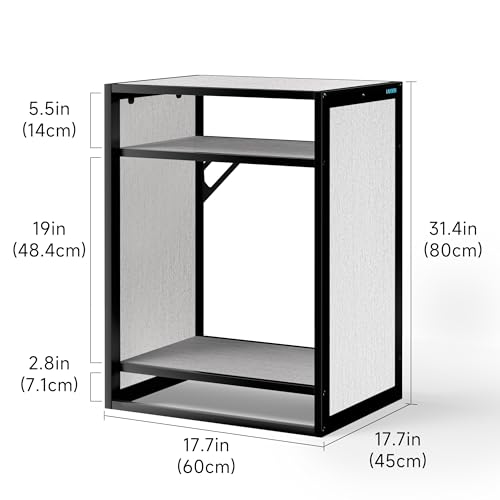 Washed Oak Wood Metal Frame Stand, Three-Shelf for Fish Tanks up to 30 Gal, CLX60-60X45X80cm (23.6x17.7x31.49 in), for Fish Tanks and Reptile Terrariums, Home & Office Use