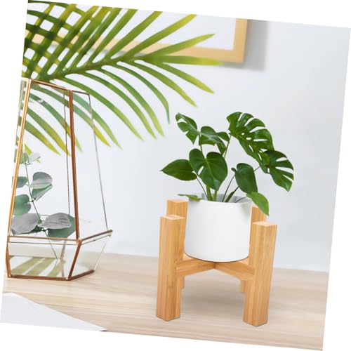 Wooden Four-Legged Flower Pot Holder Stand Decorative Plant Base with Anti-Slip Pads Retro Style Crafts Stand for Indoor Potted Plants and Mini Fish Tanks
