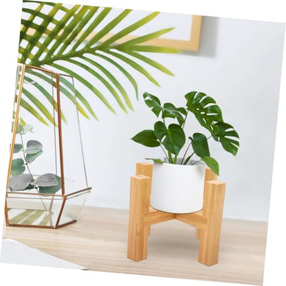 Wooden Four-Legged Flower Pot Holder Stand Decorative Plant Base with Anti-Slip Pads Retro Style Crafts Stand for Indoor Potted Plants and Mini Fish Tanks
