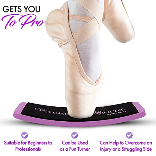 Turning Board for Dancers, Cheerleaders, Gymnasts, Ice Skaters | Improve Turns, Balance & Stability — Ballet Pirouette Trainer, Figure Skating & Gymnastics Practice Board - color: Purple with Bag