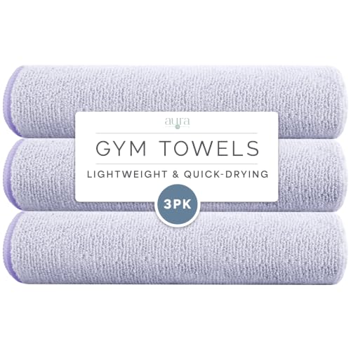 S&T INC. Microfiber Gym Towels, 3 Pack, 16" x 27", Purple | Absorbent and Lightweight, Quick-Dry, Compact for Gym Bag, Yoga and Travel, Machine Washable - color: Purple