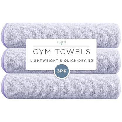 S&T INC. Microfiber Gym Towels, 3 Pack, 16" x 27", Purple | Absorbent and Lightweight, Quick-Dry, Compact for Gym Bag, Yoga and Travel, Machine Washable - color: Purple