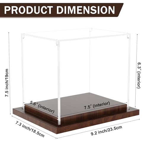 VGMiu Mini Helmet Display Case Clear 1/2 Football Helmet with Wood Base - size: Mini Helmet Case