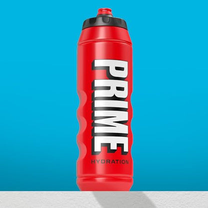 PRIME 32 oz Red Squeeze Sports Water Bottle, BPA Free, Dishwasher Safe, Easy-Grip Ergonomic Leakproof Design, Fast Hydration for Gym, Cycling, Running - color: Red