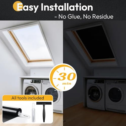 rabbitgoo Blackout Window Film 100% Light Blocking, Static Cling No Glue Easy Install, Removable Room Darkening Window Cover for Daytime Sleep, Bedroom, Nursery, Home Theater, 35.4" x 118.1" - color: Frosted Black, size: 35.4" X 118.1"