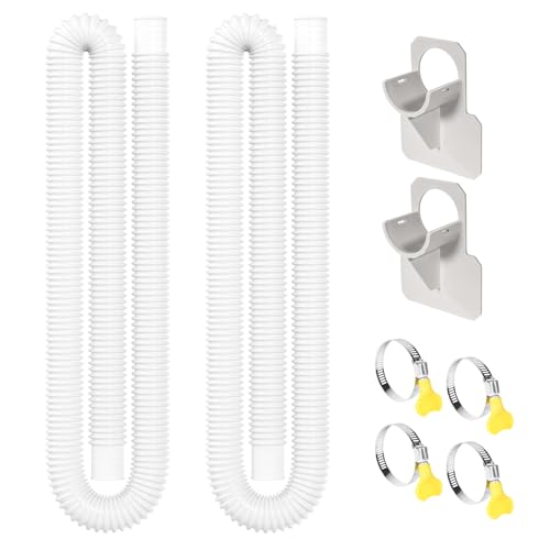 Pool Hoses for Above Ground Pool, 2 PACK 1.25 Inch Pool Filter Hose Accessory Bump Replacement Hose 59 Inch Long with 2 Holders and 4 Clamps