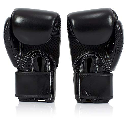 Fairtex BGV1BR Breathable Boxing Gloves, Lightweight Shock Absorbent Gear - color: Black, size: 10 oz