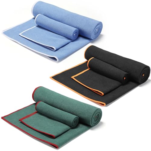 Peryiter 6 Pack Hot Yoga Towel Set - Non Slip Microfiber Towels for Mat and Hand, Quick Dry and Sweat-Activated Grip, 2 Sizes for Women Men Bikram Pilates Gym
