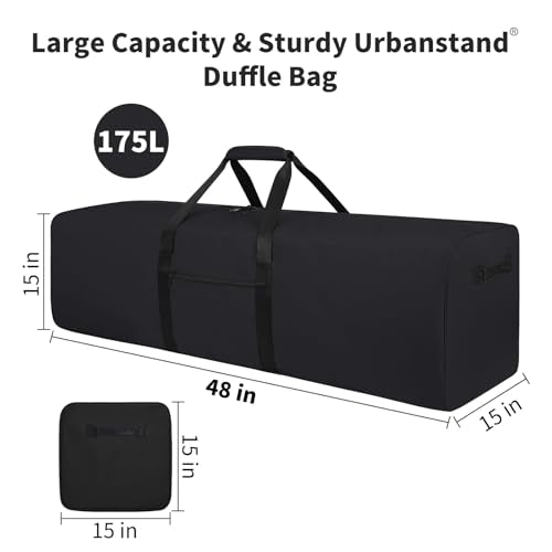 Urbanstand 48 inch Foldable Duffel Lock Zipper Travel Camp, Black 2Pack - color: Black, size: 48 Inch