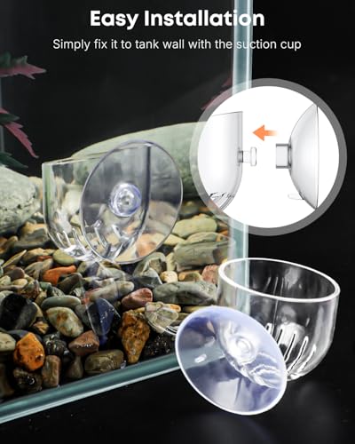 Pawfly Aquarium Plant Holder with Suction Cup, Clear Plastic Fish Tank Planting Holder, Fish Tank Plant Pot for Aquascape Decoration, Aquarium Planter Cup, 4 Pcs.