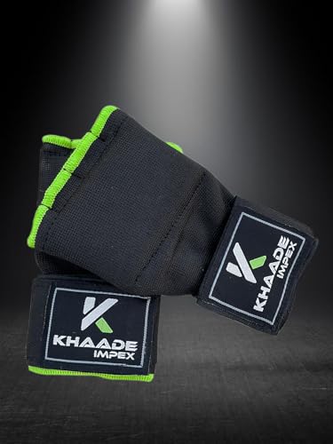 Gel Boxing Hand Wraps Inner Gloves for Kids/Childs, Long Wrist Straps, Padded Fist Mitts, Muay Thai, MMA, Kickboxing, Martial Arts Training Bandages - color: Black/Green