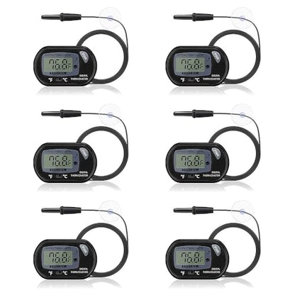 Aquarium Thermometer with Large LCD Display Fahrenheit/Celsius(℉/℃) Fish Tank Thermometer for Aquarium Reptile Terrarium Digital Water Thermometer with Suction Cup(6 Pack) - size: 6 Pack
